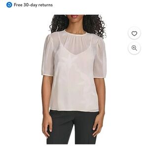 Calvin Klein Womens Floral Print Illusion Pullover Top